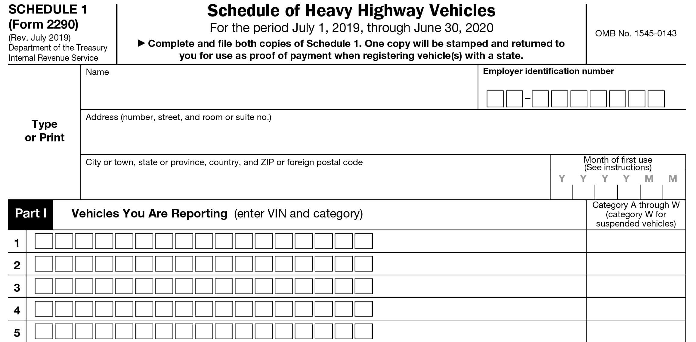 IRS 2290 Schedule 1, proof of HVUT payment